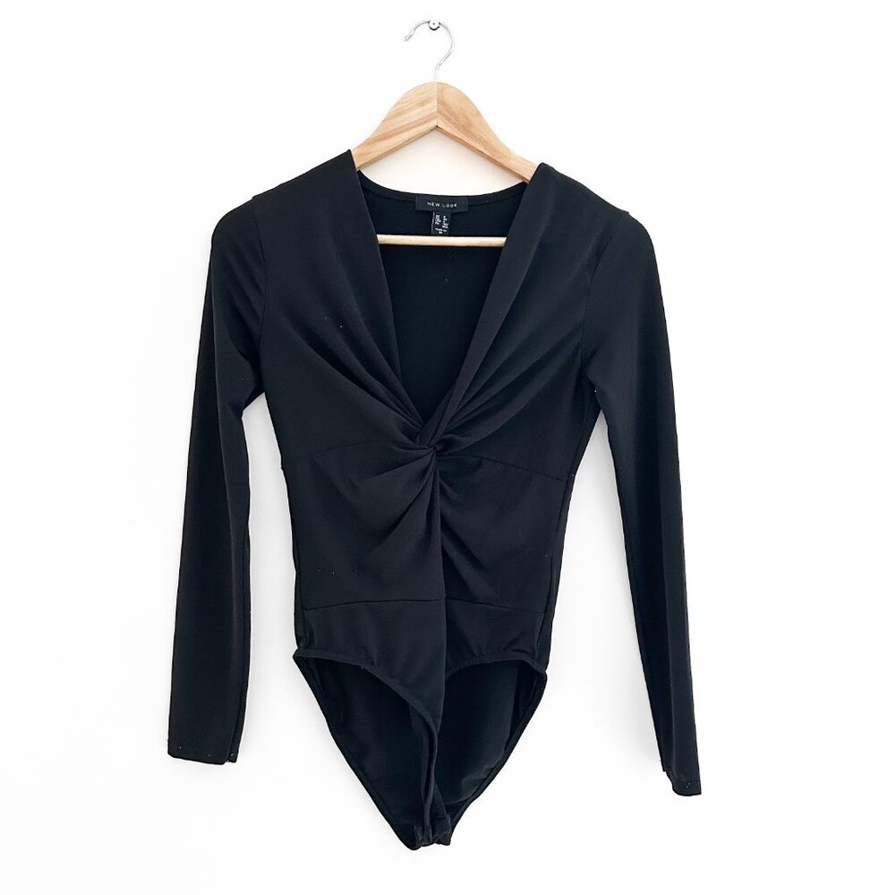 ASOS Black Bodysuit - Twist Front V-Neck - Size 4